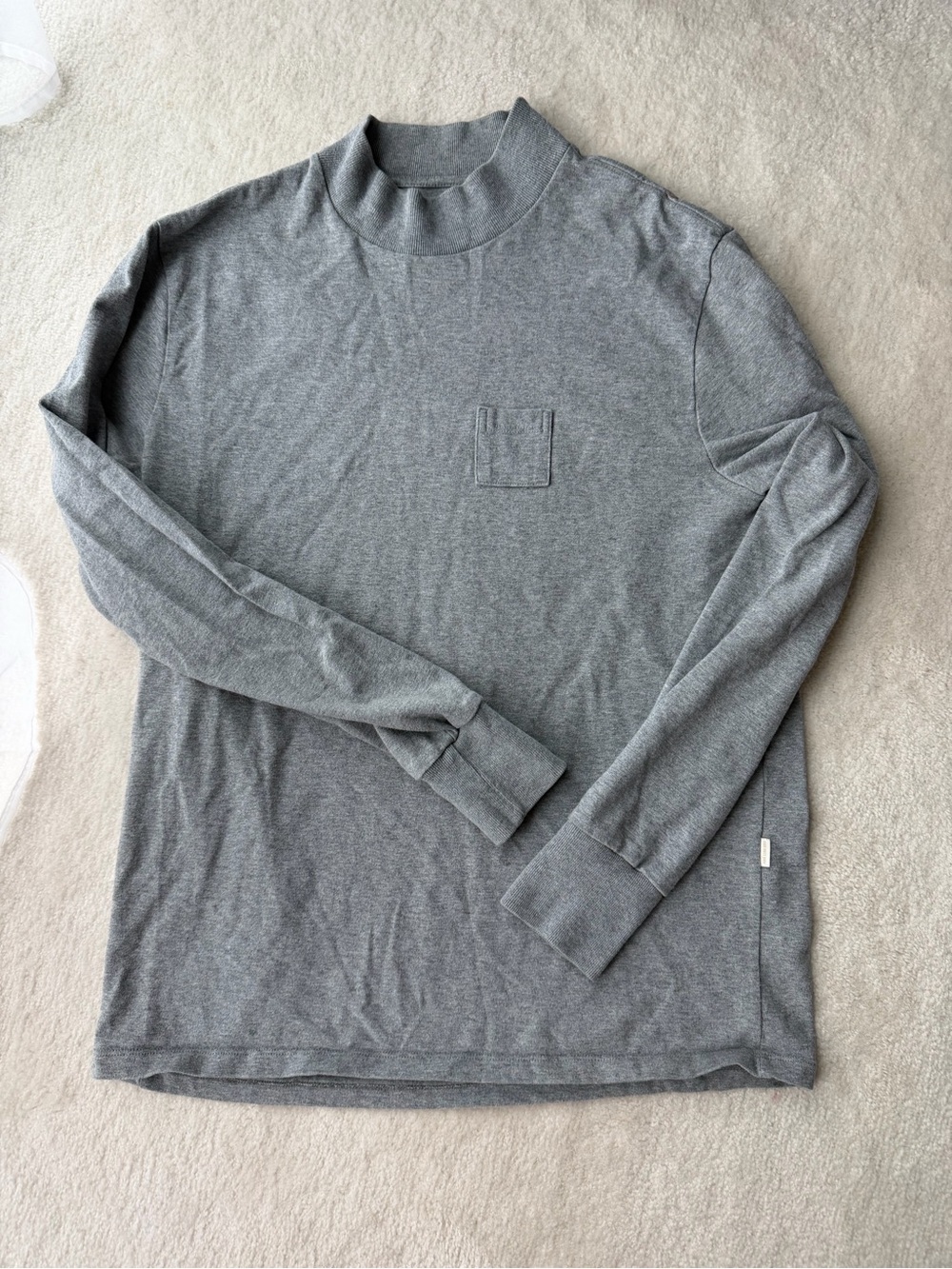Aime Leon Dore Heather Gray Long Sleeve Mock Neck Cotton Tee